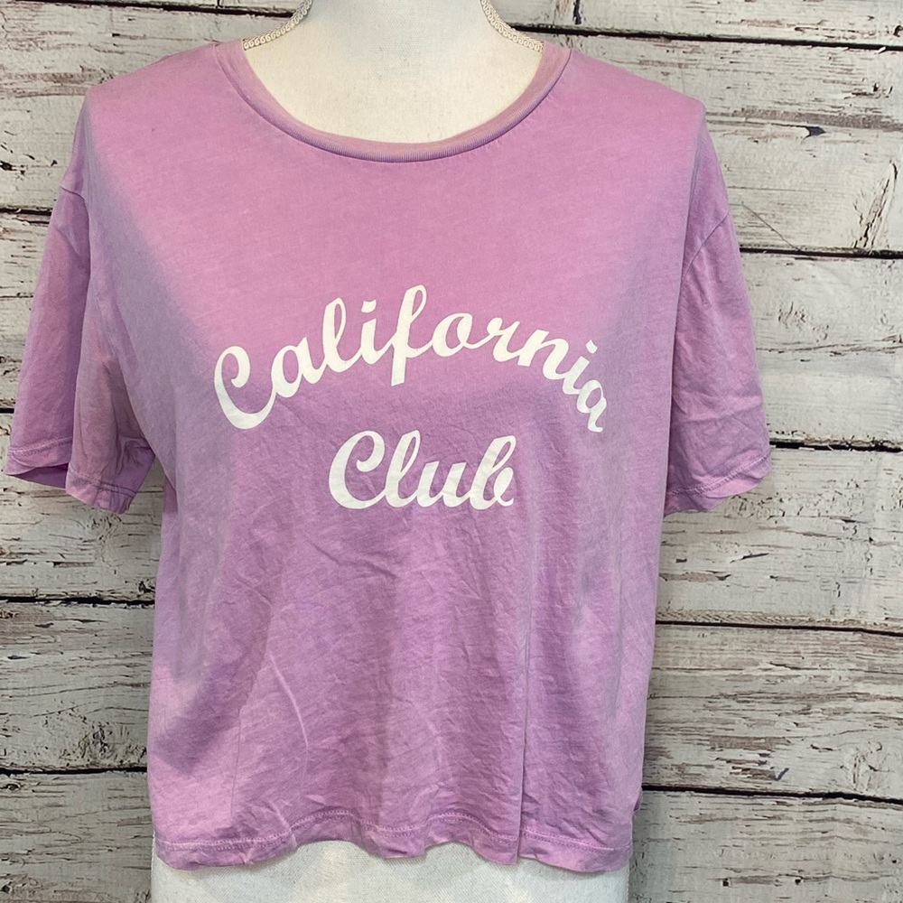 H&M Light Purple Cotton Cropped Tee-Small